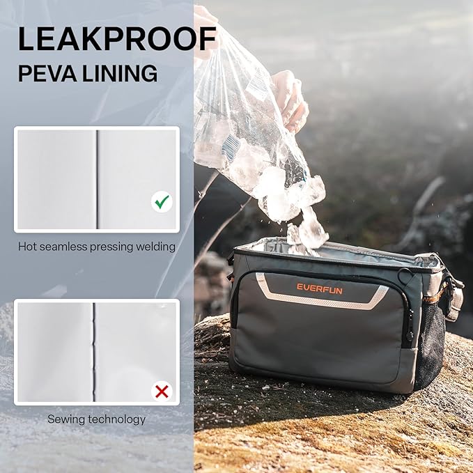EVERFUN Small Cooler Lunch Box Mini Leak-Proof Soft Double Deck 24 Can Personal Insulated Collapsible Portable Waterproof Lunch Bag Ice Chest for Men Women Work Travel Car Picnic Beach