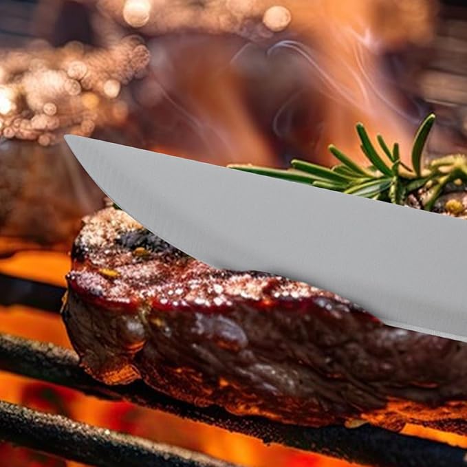 Supernal Pro Grill Master Kit -6pc Heavy Duty Stainless Steel BBQ Tools Set with Anti-Slip Handles|Commercial-Grade Spatula,Grill Brush,Basting Brush,Chef's Knife & More|Gift for Dad's Outdoor Cooking