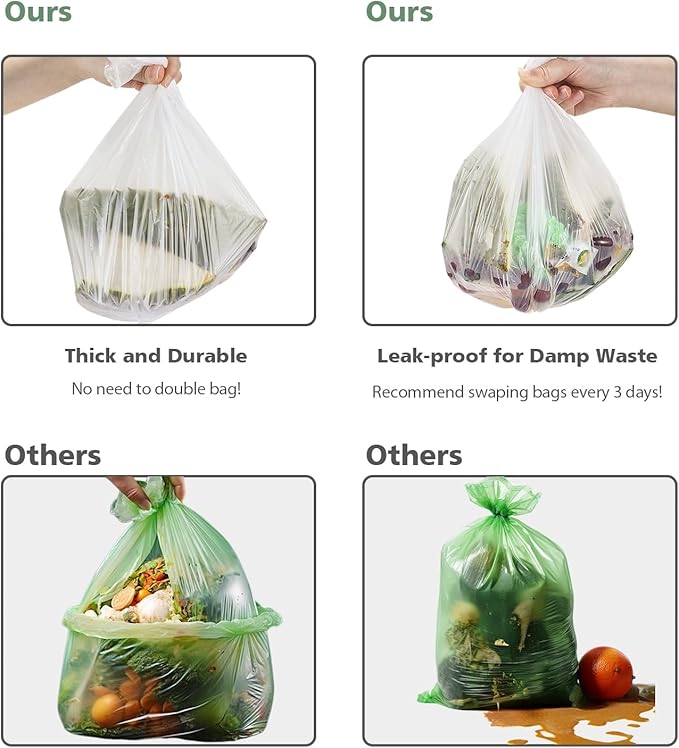 1.2 Gallon Compostable Trash Bags, Small Trash Bags for bathroom office kitchen, Strong Small Garbage Bags fit 4.5-5 Liter Trash Can,1 Gallon-1.5 Gallon,White Compost Bags