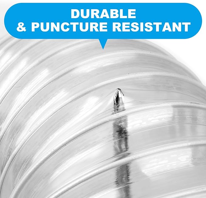 4" x 50' Heavy PVC Dust Collection Hose,Flexible Clear Debris and Fume Collection Hose with Stainless Steel Hose Clamps for Dust Collectors with 4" Ports, Ideal for Shop Vacuums