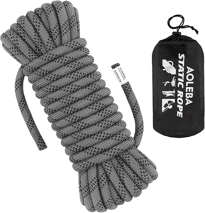 AOLEBA 10.5 mm Static Climbing Rope 10M(32ft) 20M(64ft) 30M(96ft) 50M(160ft) 70M(230ft) Outdoor Rock Climbing Rope, Escape Rope Ice Climbing Equipment Fire Rescue Parachute Rope