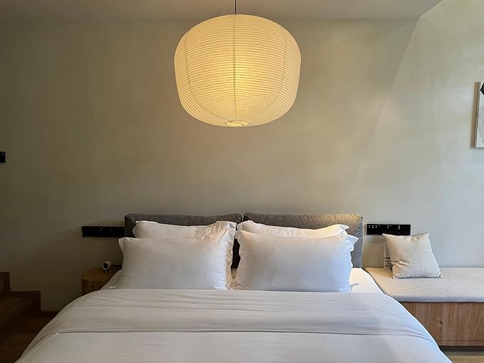 Hytsoeee(19.69Inch) Large Paper Lantern,White Wax Gourd Paper Lamp Shade, Chinese Foldable Rice Paper Lamp Shade,Handmade Pendant Light Cover for Indoor Ceiling Decoration (19.69)