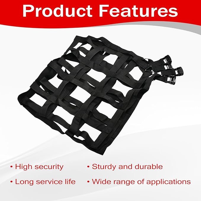 Heavy Duty 42" x 50" Truck Bed Cargo Net with Adjustable Cam Buckles & S-Hooks,3.5' x 4.17' Cargo Net with 1100LBS Capacity for Pickup Truck Bed Trailer SUV Jeeps