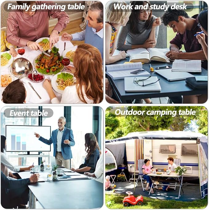 6FT Picnic Table Folding Table Camping Table Plastic Table Fold Up Table Lock for Party Event,White