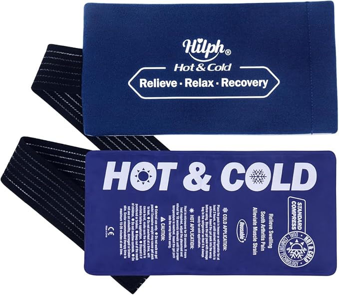 Hilph Reusable Ice Packs for Injuries, Soft Hot and Cold Gel Ice Packs with Adjustable Strap, Flexible Ice Wrap for Joints & Muscle Pain for Back, Shoulders, Head, Legs & More (10.8" x 5.5")