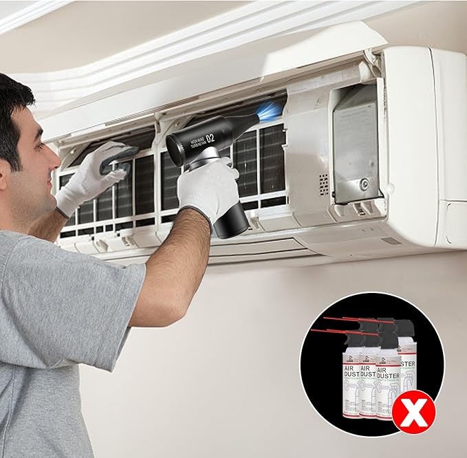 Compressed Air Duster 110000RPM, Powerful 3-Speed Cordless Electric Air Blower with Blow & Exhaust Mode for Car Drying, Deep Keyboard & PC Cleaning, Air Conditioner, Camping, Inflatables & BBQ