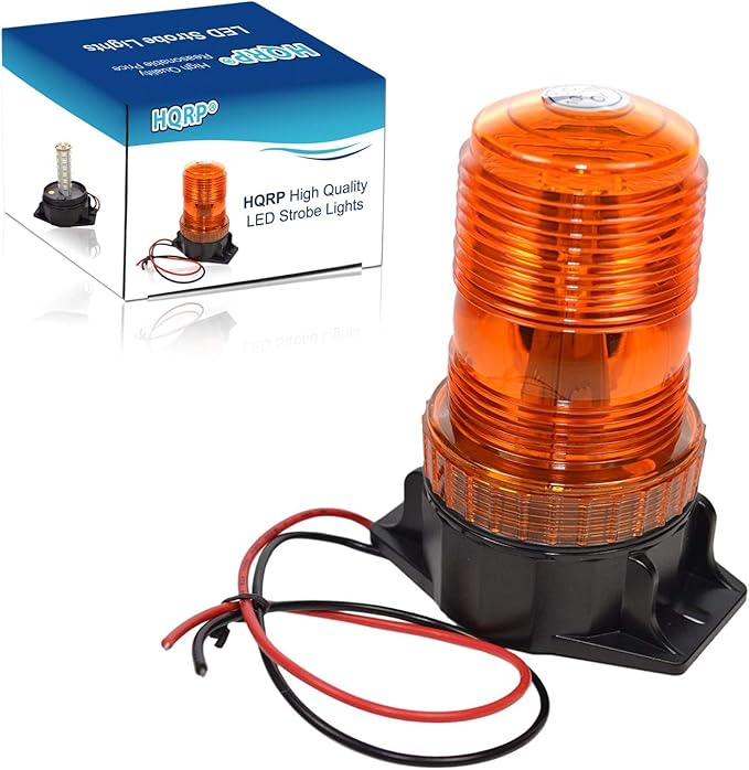 HQRP 360 Degrees 12-100V 30-LED Strobe Light Amber Mini Beacon for Safety Work & Maximum Visibility Truck, Heavy Vehicle, Forklift, Tractor, Golf Cart, Postal Car, Snow Plow etc.