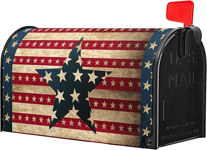 Happy 4th of July Magnetic Mailbox Cover Large Size 25.5x21inch Star Independence Day Post Letter Box Wrap Happy Holiday Dust-Proof Postbox Covers for Home Outdoor Garden Yard