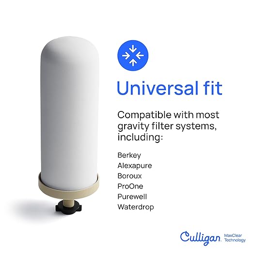 Culligan with MaxClear Technology 3 Gallon Gravity Water Filter System, Brushed Countertop Ceramic Water Filter NSF/ANSI Certified to Reduce Lead, Microplastics & Total PFAS, with 3 Filters