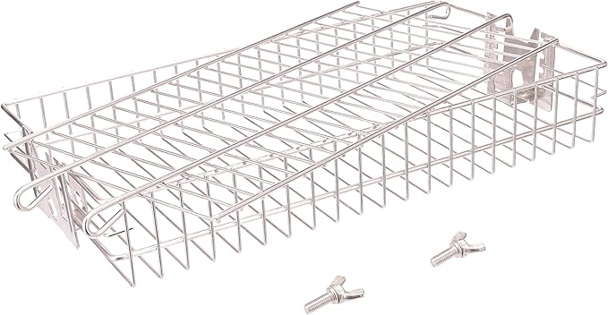 Stainless Steel Flat Rotisserie Grill Basket Standard Size, Fits 1/2" or 3/8" Hexagon, 3/8" or 5/16" Square Spit Rod, If 3/4" Square Spit Rod MUST Use Together With DEWOSEN Rotisserie Forks