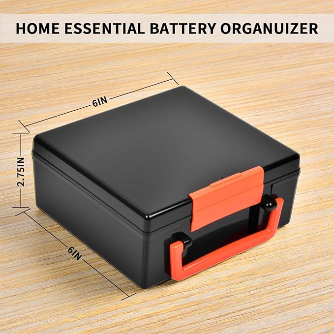 FULLCASE Battery Storage Organizer Holder Holds 72 AA AAA Batteries, Box Cases Garage Container, Home Drawer Organization Dispenser (Case Only) (Black)