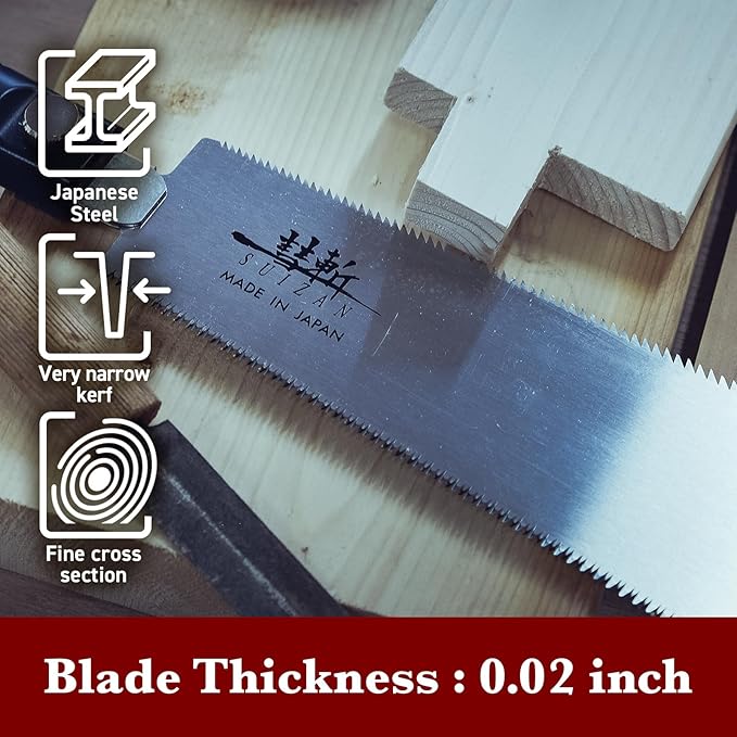 SUIZAN Ryoba Double Edge Saw 8" - Professional Japanese Pullsaw Handsaw Woodworking Tools
