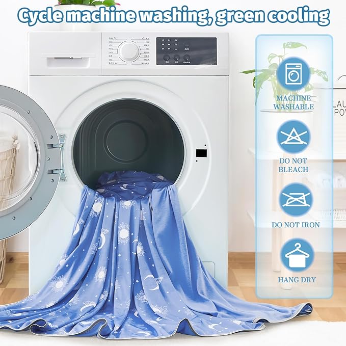 inhand Cooling Blanket Queen Size (90"x90") - Cooled Blankets for Hot Sleepers Lightweight Breathable Summer Blanket for Sleeping Night Sweats to Keep Cool in The Heat -Midnight Blue