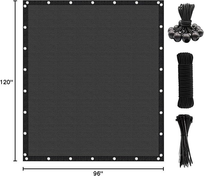 Artpuch 90% Sun Shade Cloth, 8 x 10 FT Pergola Shade Cover Canopy with Grommets, Sun Screen Fabric Tarp for Patio, Outdoor, Garden, Backyard, Dark Grey