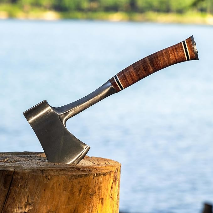 ESTWING Sportsman's Axe - 14" Special Edition Camping Hatchet with Forged Steel Construction & Genuine Leather Grip - E24ASEA