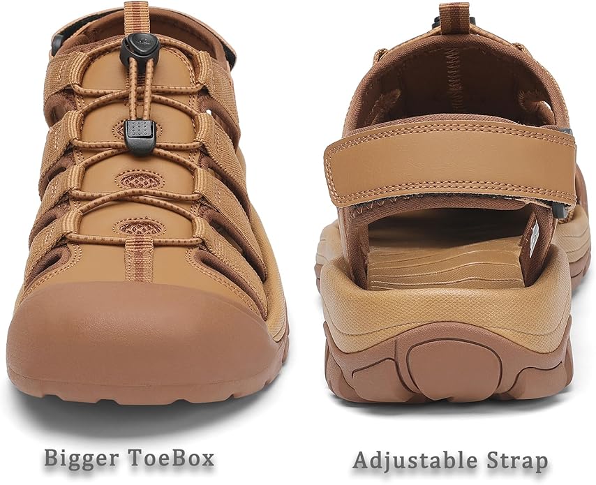 FLARUT Men's Athletic Sandals - Closed Toe Sport Hiking & Outdoor Walking Water Sandals with Anti-Slip Cushioning and Breathable Mesh