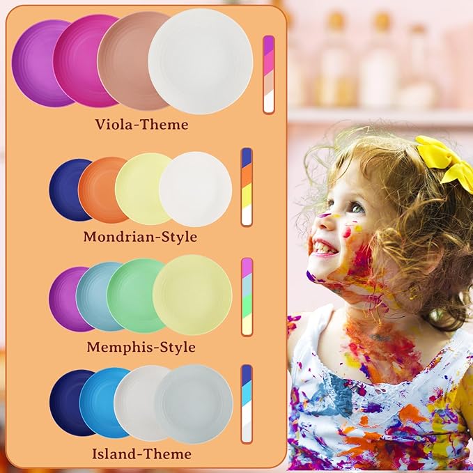 Homienly Wheat Straw Plates 9 Inch, Unbreakable & Lightweight, Alternative for Plastic, Microwave & Dishwasher Safe, Set of 8, Pink Flower Series