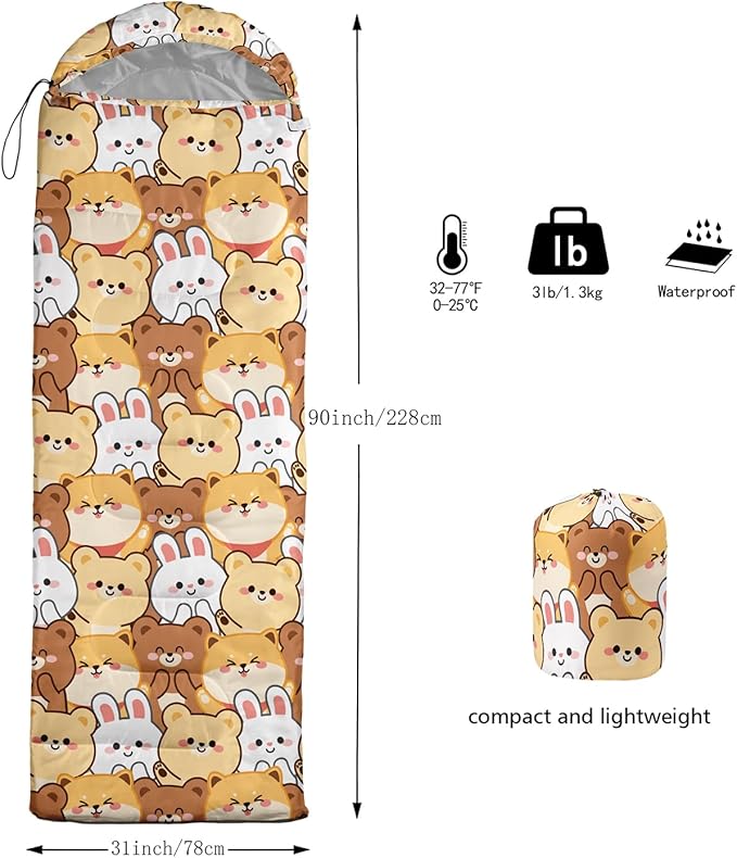 Galaxy Wolf Camping Sleeping Bags Warm & Cool Weather Waterproof Backpacking Blue Purple Starry Sky Sleeping Bag All Seasons Camping, for Adult Kids Boy Girls Camping Gear Equipment, Traveling