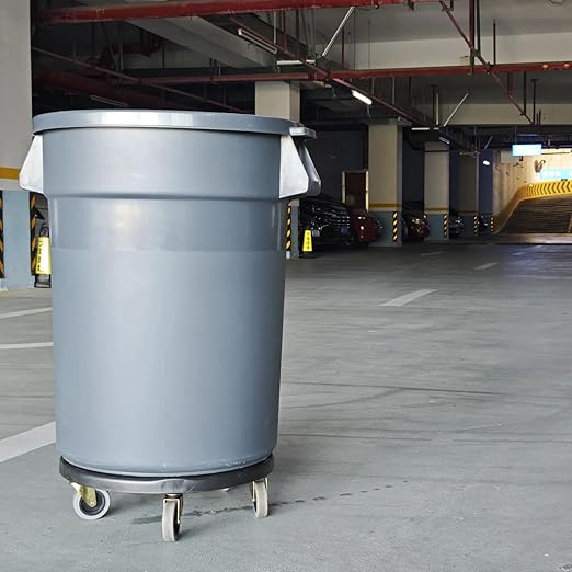 32 Gallon Outdoor Trash Can with Wheels and Lid, Garbage Cans with Handle,Trash Bin Suitable for Hospitals/Garages/Backyards/Yards/Mall (2 Pack)