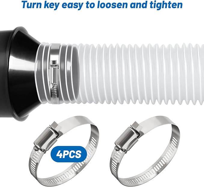 2.5" x 10' Heavy PVC Dust Collection Hose, Flexible Clear Debris and Fume Collection Hose with Stainless Steel Hose Clamps for Dust Collectors with 2 1/2" Ports great for Shop Vacuums