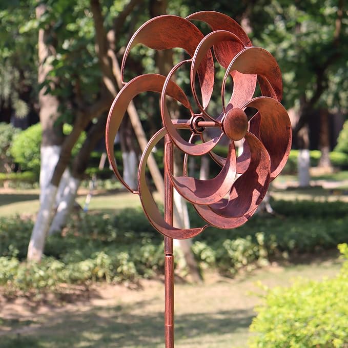 360 Degrees Metal Swivel Classical Wind Spinner Willow Leaves for Patio Lawn Outdoor Yard Lawn Garden
