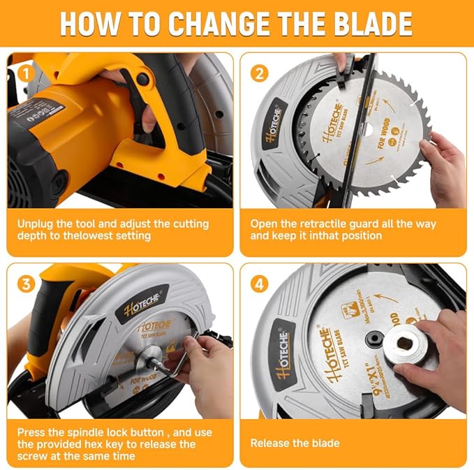 Hoteche 9-Inch Circular Saw 3-HP Heavy Duty Portable Table Saw with Saw Blade for Desktop Use