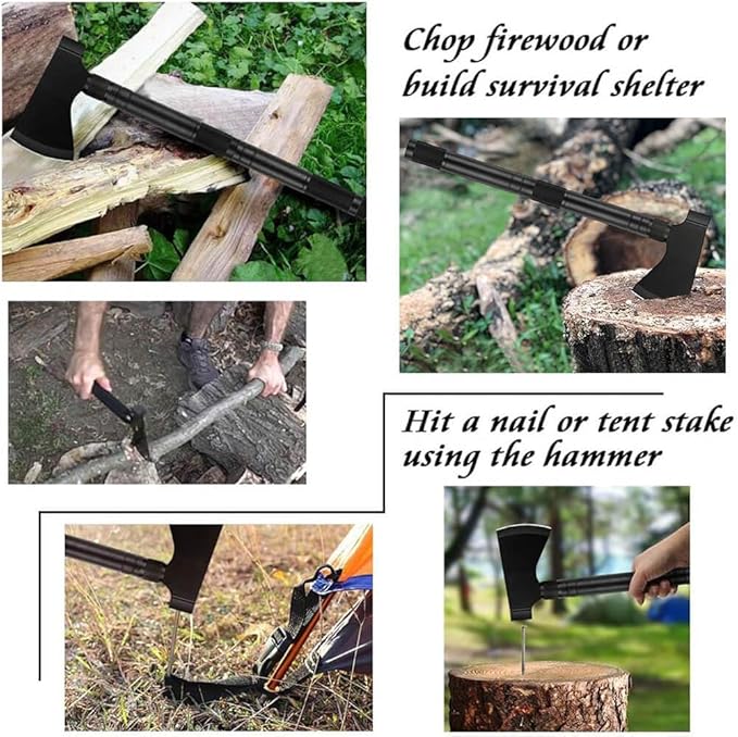 iunio Camping Shovel,Shovel Folding, Portable, Multitool, Foldable Entrenching Tool, Collapsible Spade, for Backpacking, Trenching, Hiking, Survival, Car Emergency