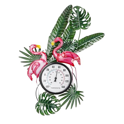 25" Outdoor Thermometer, Large Thermometer Outdoor Waterproof, Flamingo Decorative Outdoor Thermometers for Patio, Yard, Garden, Living Room