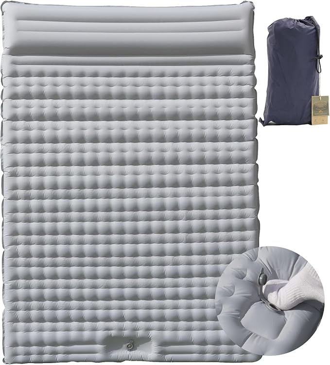 HI FINE CARE Double Camping Pad for 2 Person – Inflatable Sleeping Pad for Tent Camping & Backpacking – Lightweight, Waterproof & Quick Inflation – 4” Thick for Camping, Travel & Guests