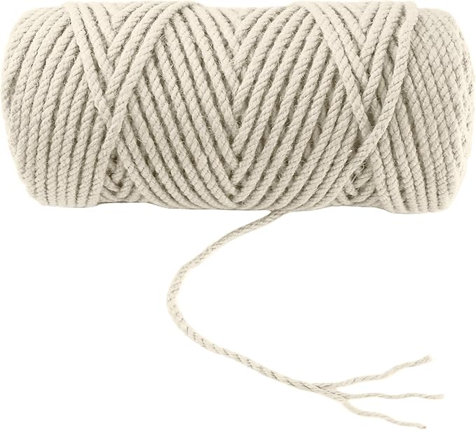 4mm x 200 Feet White Jute Rope, Twine for Gardening Tomato Climbing Plant Tie Floristry Crafts Gift Wrapping Packing Decor