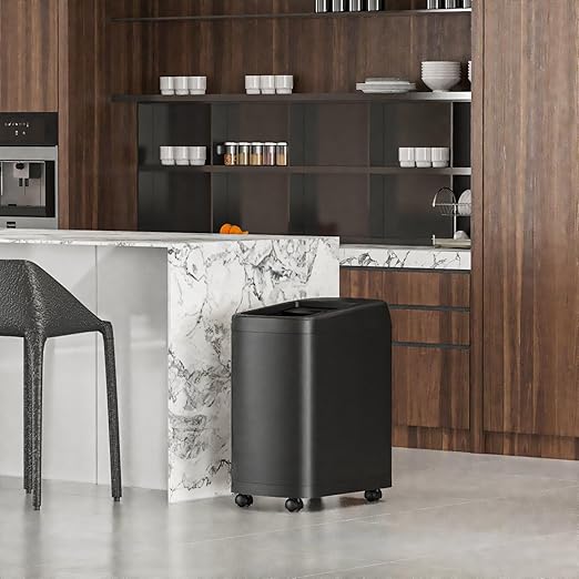 ELLO&ALLO Garbage Can Motion Sensor Trash Can 13 Gallon for Kitchen with Roll Up Lid, Automatic Touch Free High-Capacity with Wheels Black Waste Bin