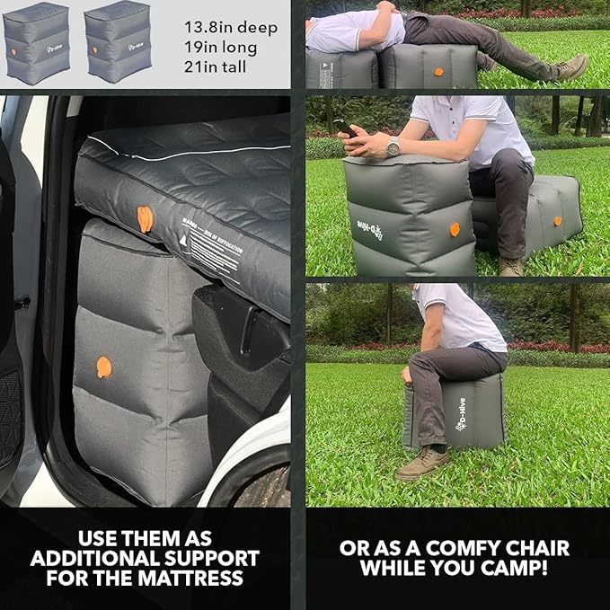 D-Hive Unbeatable Durability SUV Air Mattress for Car Camping, Durable Extra Thick 300D Oxford Fabric, Quick Easy Set-Up w/Electric Pump, Bed Mattress, Mattress for SUV, Car Air Mattress