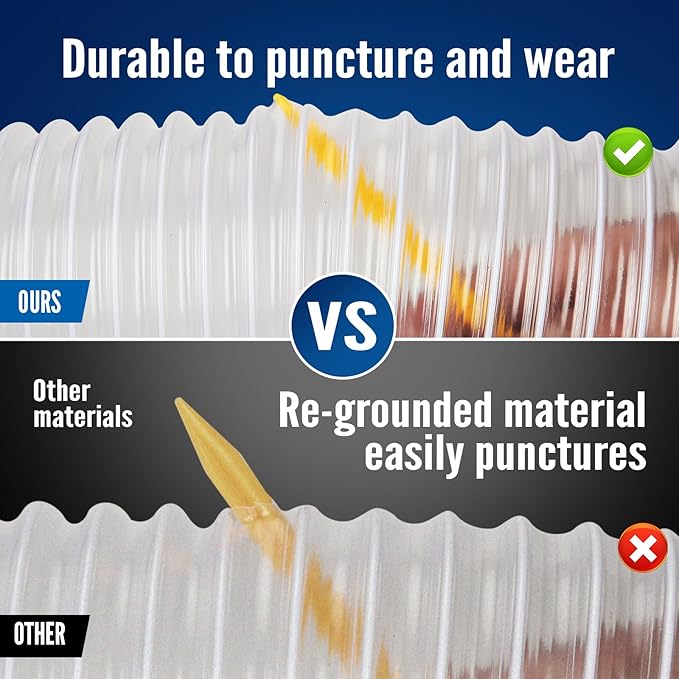 Heavy PVC 4" x 10' Dust Collection Hose,Flexible Clear Debris and Fume Collection Hose with Stainless Steel Clamps for Dust Collectors with 4" Ports, Ideal for Shop Vacuums