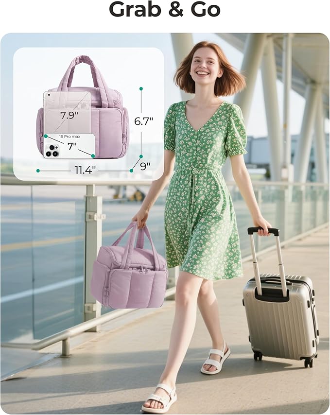 BAGSMART Travel Toiletry Bag for Women with Puffy Water-Resistant Fabric, Large Roomy Makeup Organizer for Travel-Sized Toiletries & Accessories, Black