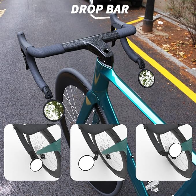 Bike Mirrors,Bike Bar End Mirror, HD Glass Convex Lens Bicycle Rearview Mirror, Safe Cycling Rearview Mirror, Easy to Install