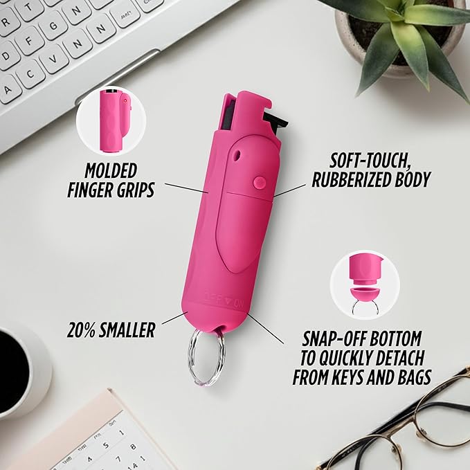 Guard Dog Security AccuFire 2 - Laser Sight Pepper Spray Self Defense - 20% Smaller - Instant Release - 16 Feet Safety Range - Maximum Strength - Finger Grips - Soft Touch Body