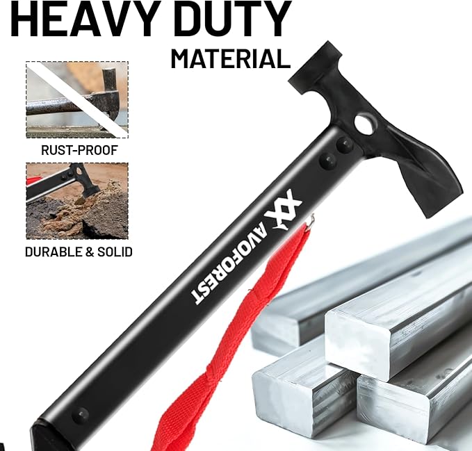 20 Pcs Tent Stakes with Camping Hammers,Avoforest 7.1 Inch Non-Rust Metal Tent Pegs + Portable Tent Stakes Hammers Ground Stakes and Tent Accessories Camping with Storage Bag,Garden,Hiking