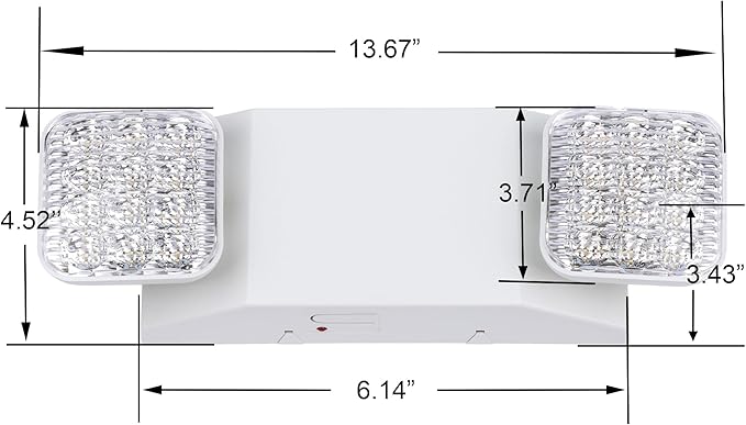 GRUENLICH LED Commercial Emergency Light with Dual Head and Backup Battery, US Standard, AC 120-277V, Hardwired Emergency Light Fixtures for Business Office Power Outages, 2-Pack