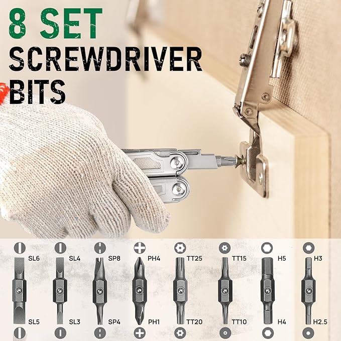 BIBURY Multitool Pliers Pro BI2045, Foldable Multitools with Replaceable Wire Cutters and Saw, Stainless Steel Multi Tool w/Upgraded Scissors and Screwdriver Set, Ideal for Camping, Hiking, Survival