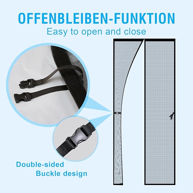 Fiberglass Magnetic Screen Door for 32''x80'' Doors, Screen Size 34"x81" Self-Sealing with Strong Magnets,Anti-Tearing Reinforced Fiberglass Mesh Keeps Bugs Out Perfect for Front,Sliding Doors