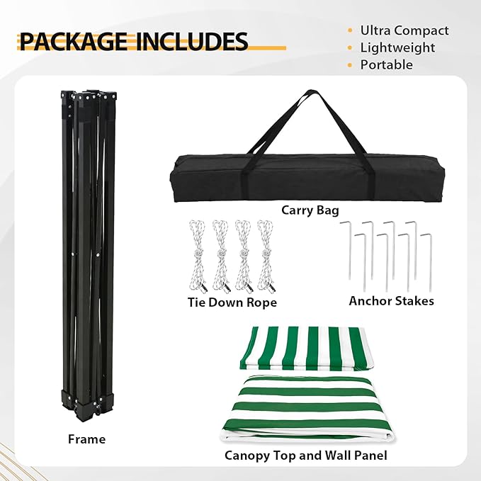 EAGLE PEAK Flex Compact 4x4 Pop-up Canopy Changing Room, Portable Privacy Dressing Room for Indoor Fashion Photoshoots, Camping, or Pool, White/Green