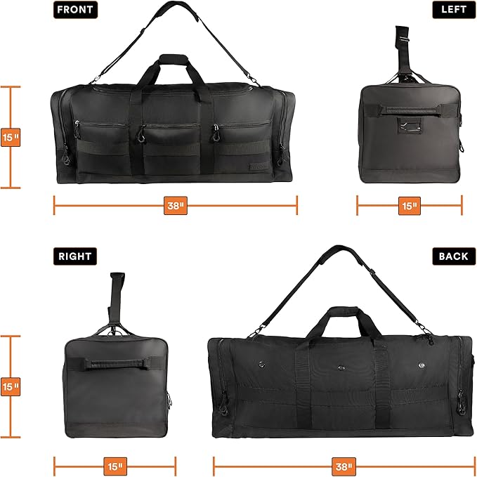 Fitdom 140L 38" Heavy Duty Extra Large Sports Equipment Duffle Bag with Upgrade Zipper, Durable & Water Resistant. Perfect for Travel Storage Football Hockey Baseball Basketball Team Coaches & More