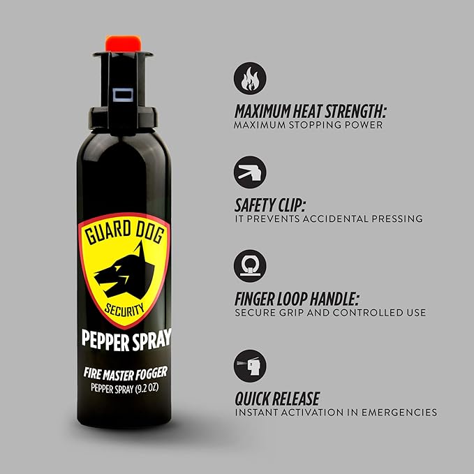 Guard Dog Security Fire Master OC Pepper Spray Self Defense, Police Strength with UV dye, Easy Access Outdoor Personal Protection