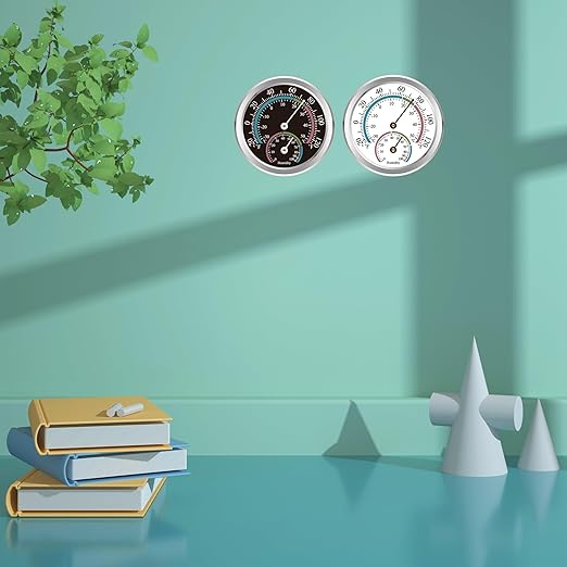 Indoor Thermometer Hygrometer Mini Analog 2 in 1 Temperature Humidity Outdoor Monitor Gauge for Home, Offices, Wall, Display Mechanical (3 Pack)