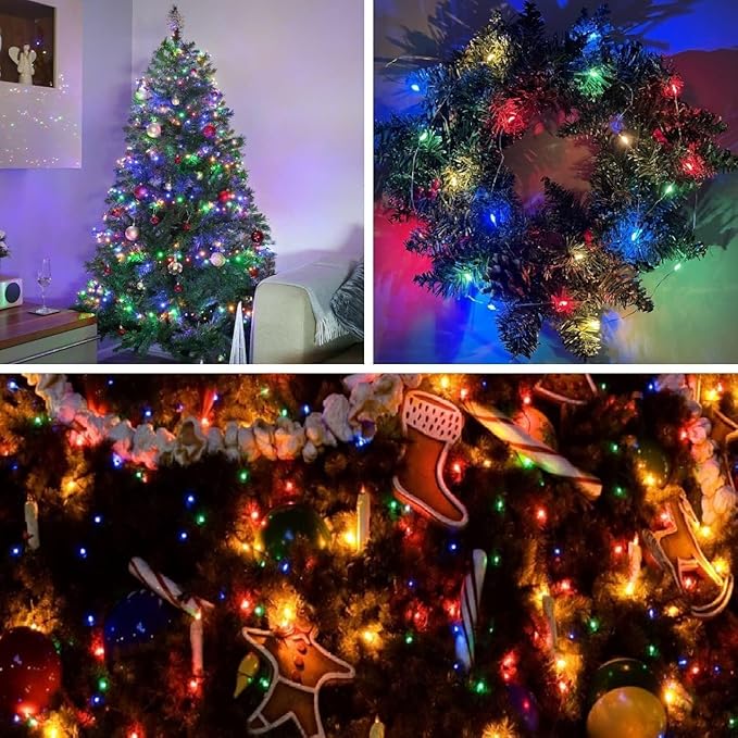 4-Pack Multicolor Christmas Fairy Lights Battery Operated with Timer, Waterproof 16FT 50 LED String Lights Outdoor Indoor, Twinkle Lights for Bedroom Wedding Party Christmas Decoration (Multicolor)