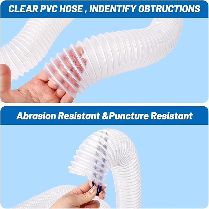 2.5" x 10' Heavy PVC Dust Collection Hose, Flexible Clear Debris and Fume Collection Hose with Stainless Steel Hose Clamps for Dust Collectors with 2 1/2" Ports great for Shop Vacuums