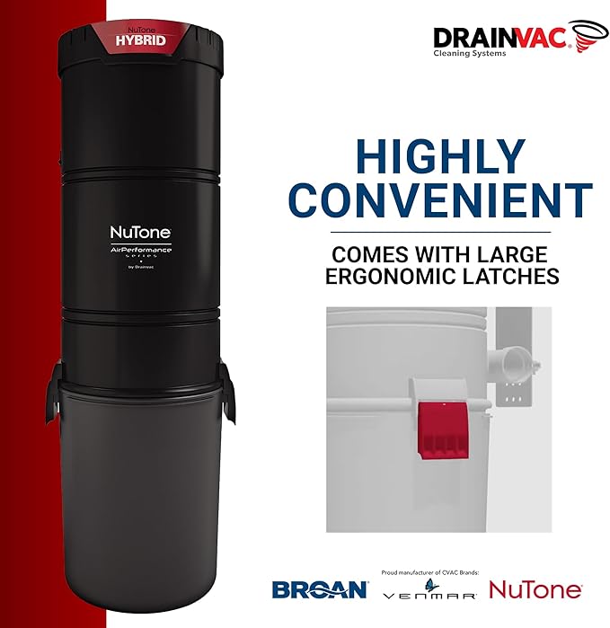 Broan-nutone 700 Air watts Residential Central Vacuum System with Standard Tool Set Accessories for Cleaning Floors, Carpet or Any Surfaces - Anti-Vibration, Powerful Suction