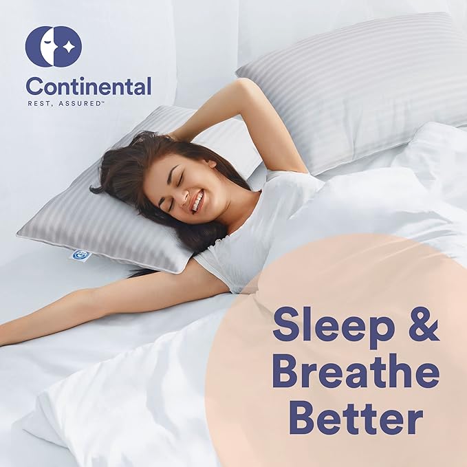 Continental Bedding Luxury Down Pillows Queen Size Pack of 1 - Family Made in New York - Cool Breathable Bed Pillows for Sleeping, Back, Side, Stomach Sleepers – 700 FP, Medium