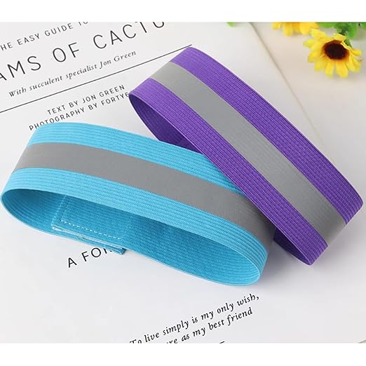4PCS Reflective Wrist Strap 4x1.5cm Running Safety Gear Reflective Wristbands High Visibility Bike Ankle Bands Reflector Armband Self-Adhesive Reflective Bands for Walking,Night Sports Purple