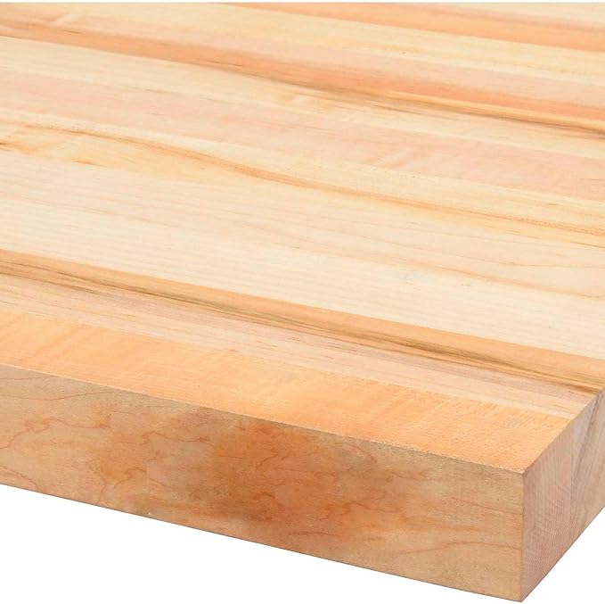 Global Industrial Mobile Adjustable Height Workbench, Maple Butcher Block Square Edge, 96" W x 36" D, Gray